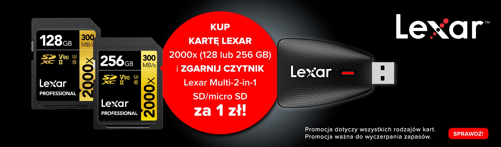 Lexar|Kup kartę Lexar 2000x i zgarnij czytnik za 1zł