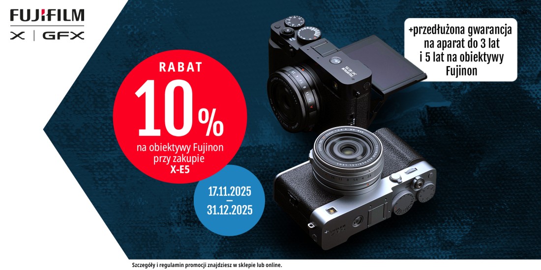 Promocja Fujifilm X-E5: rabat 615 zł oraz 3 lata gwarancji + rabat 10% na obiektyw!