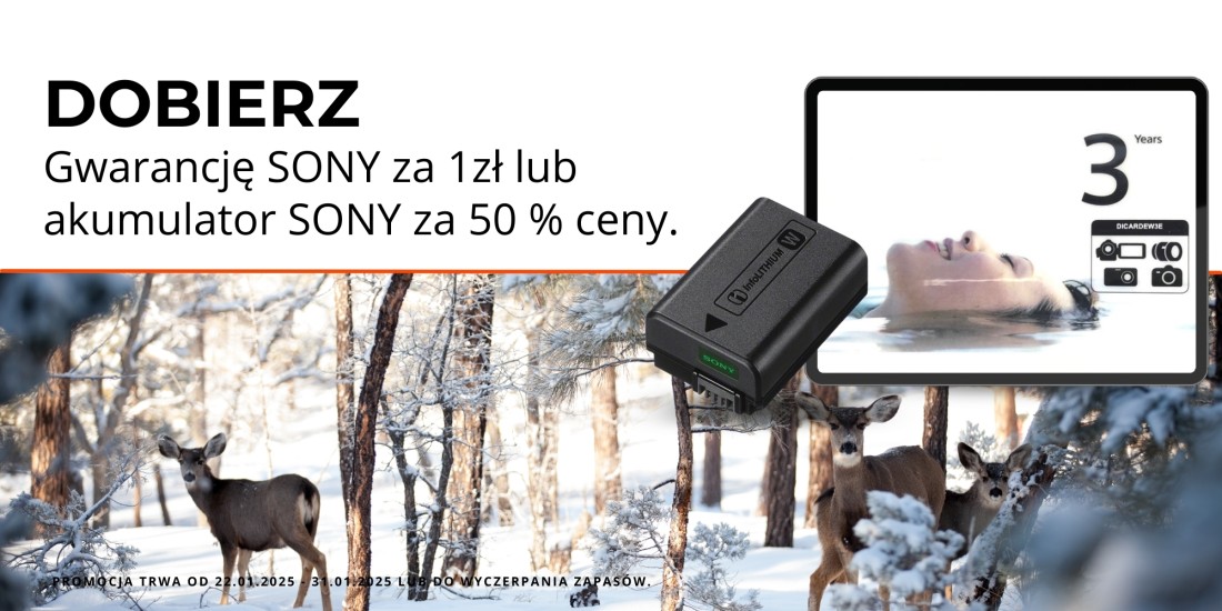 SONY| Dobierz gwarancję SONY za 1zł lub akumulator SONY za 50% ceny!