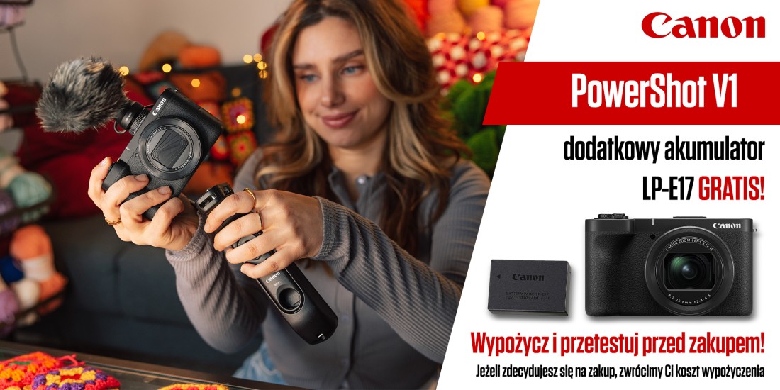 Promocja Canon | Przy zakupie aparatu PowerShot V1, dodatkowy akumulator dostaniesz GRATIS!