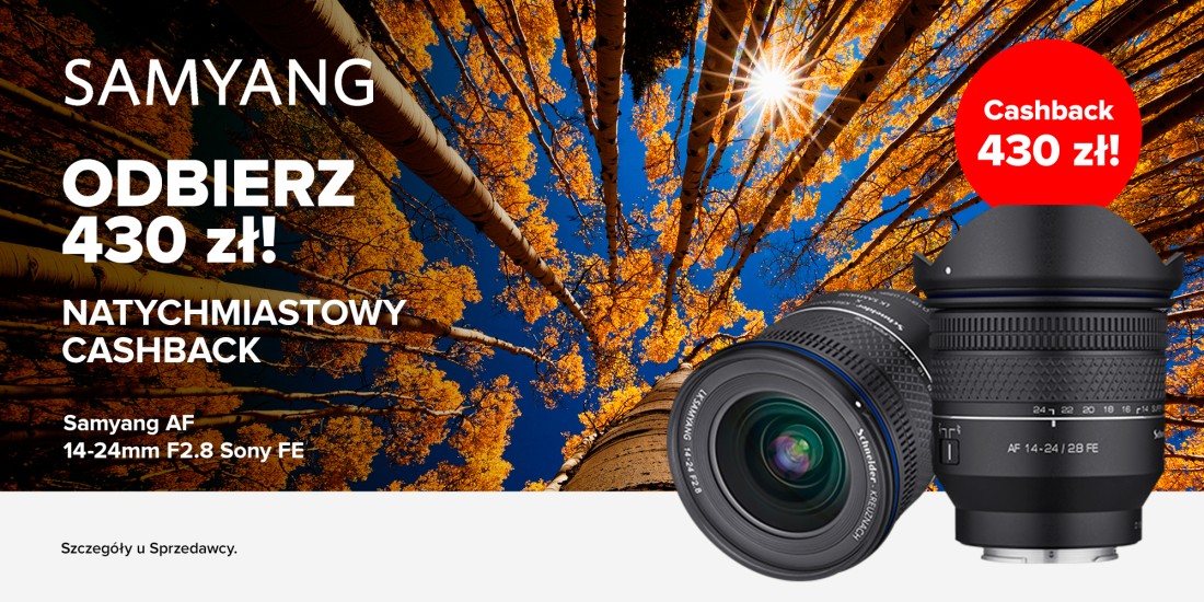 Natychmiastowy cashback 430 zł przy zakupie obiektywu Samyang AF 14-24mm F/2.8 Sony FE