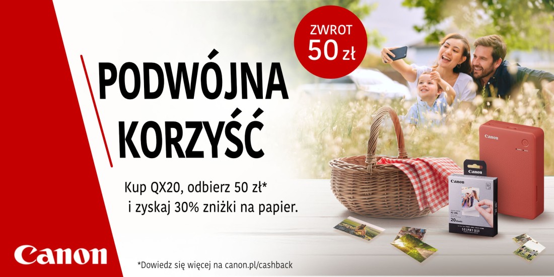 Kup mini drukarkę QX20 i odbierz zwrot gotówki 50 zł. Dodatkowo zyskujesz papier XS-20L taniej w zestawie o 30%