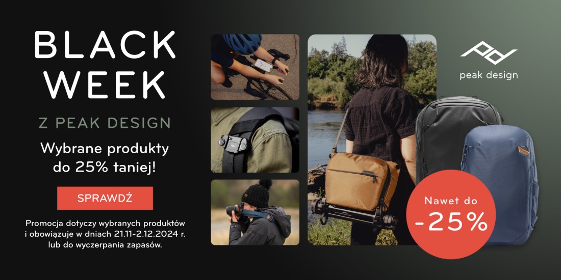 PEAK DESIGN | Black Week wybrane produkty do 25% taniej!