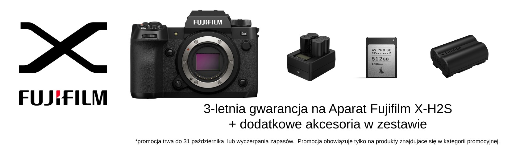 Odbierz 3 lata gwarancji i dodatkowe akcesoria w zestawie przy zakupie Fujifilm X-H2S