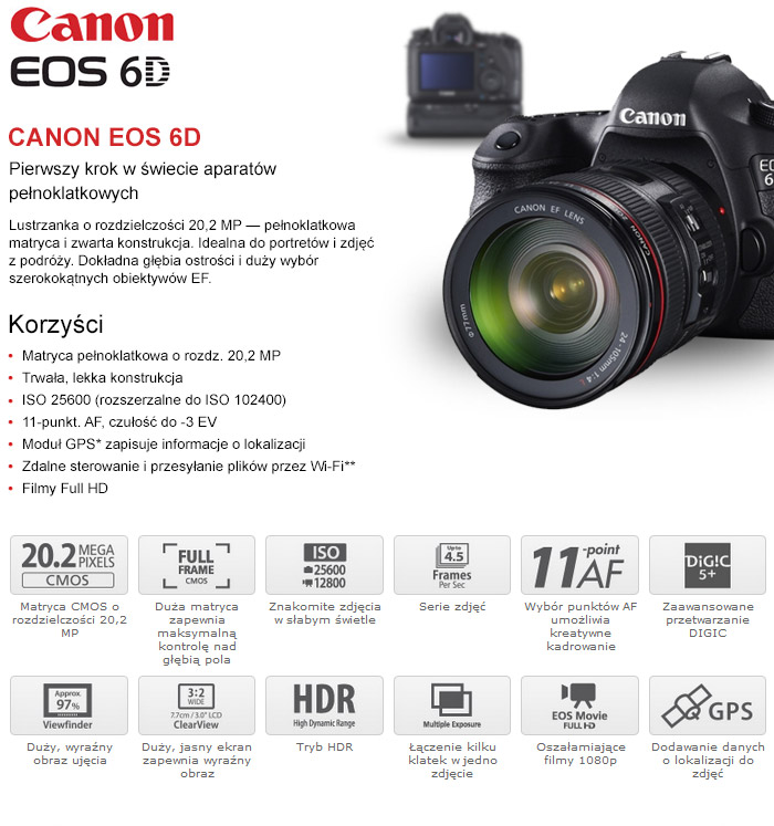 Lustrzanka Canon EOS 6D body - sn:333051003635 - Używany