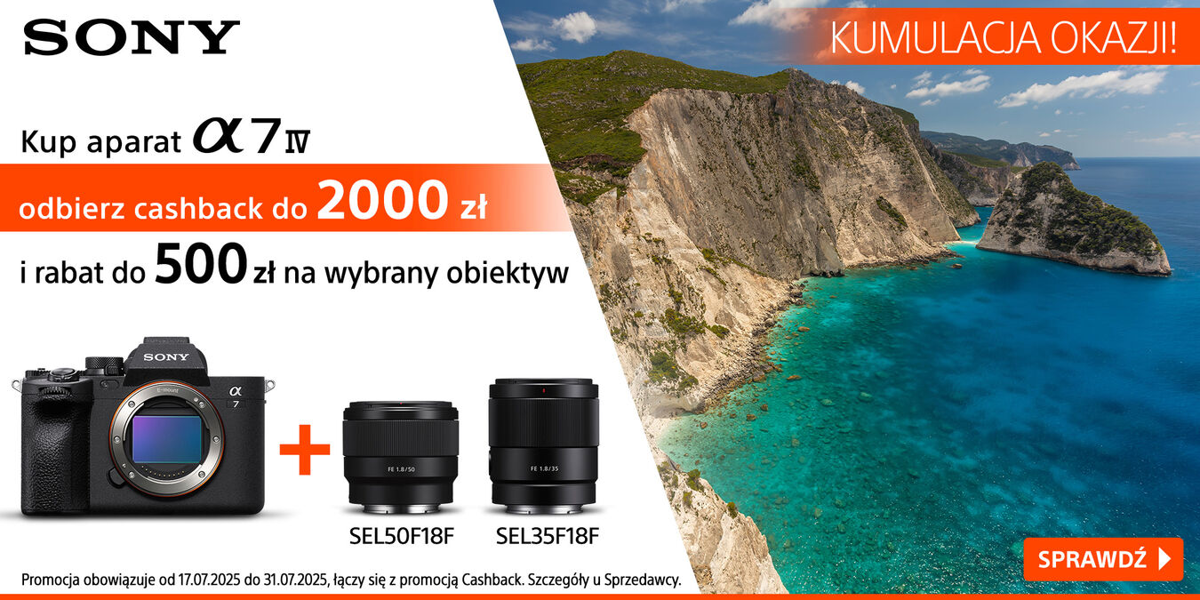 Przy zakupie A7IV rabat 500zł na wybrany obiektyw i cashback do 2000zł
