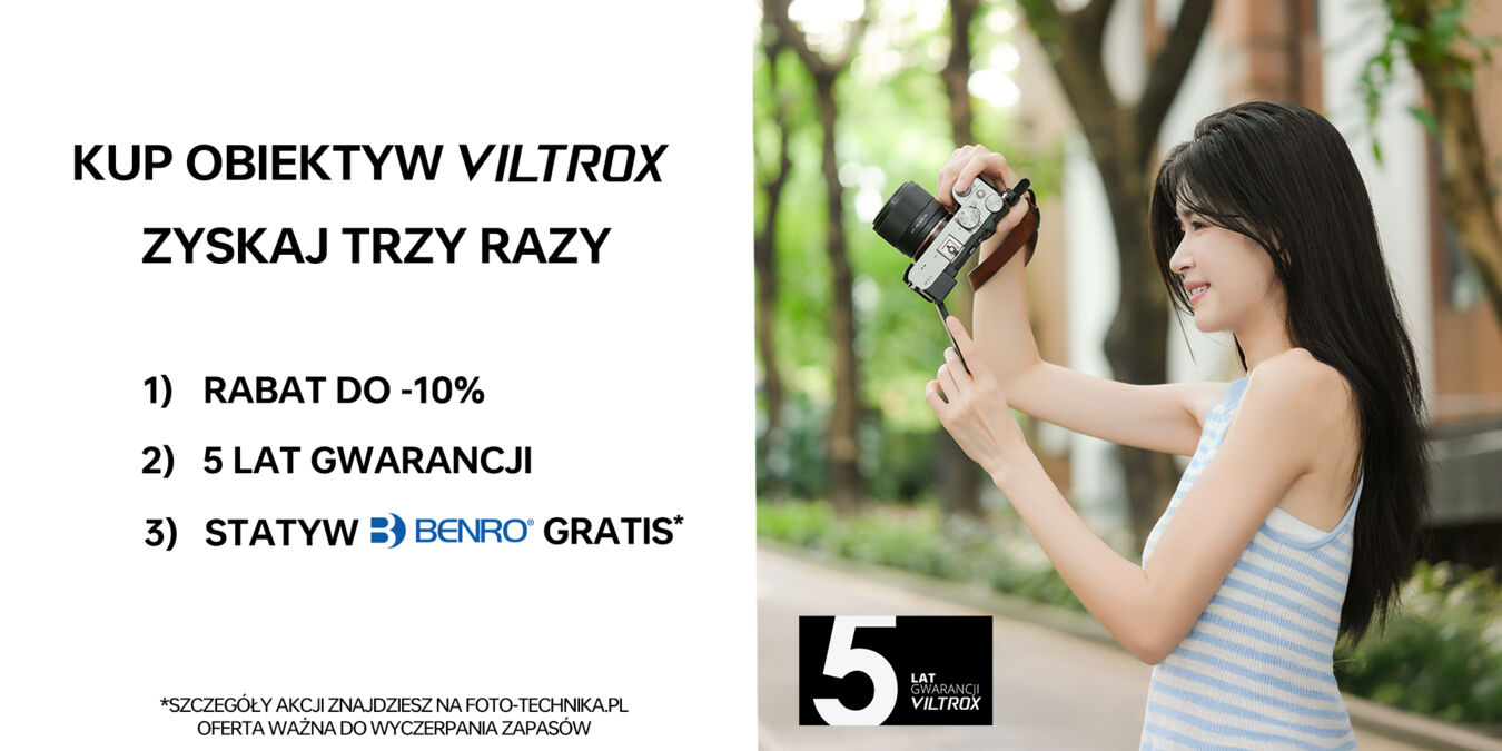 Promocja Viltrox | Rabaty do -10%, statyw Benro gratis i 5 lat gwarancji