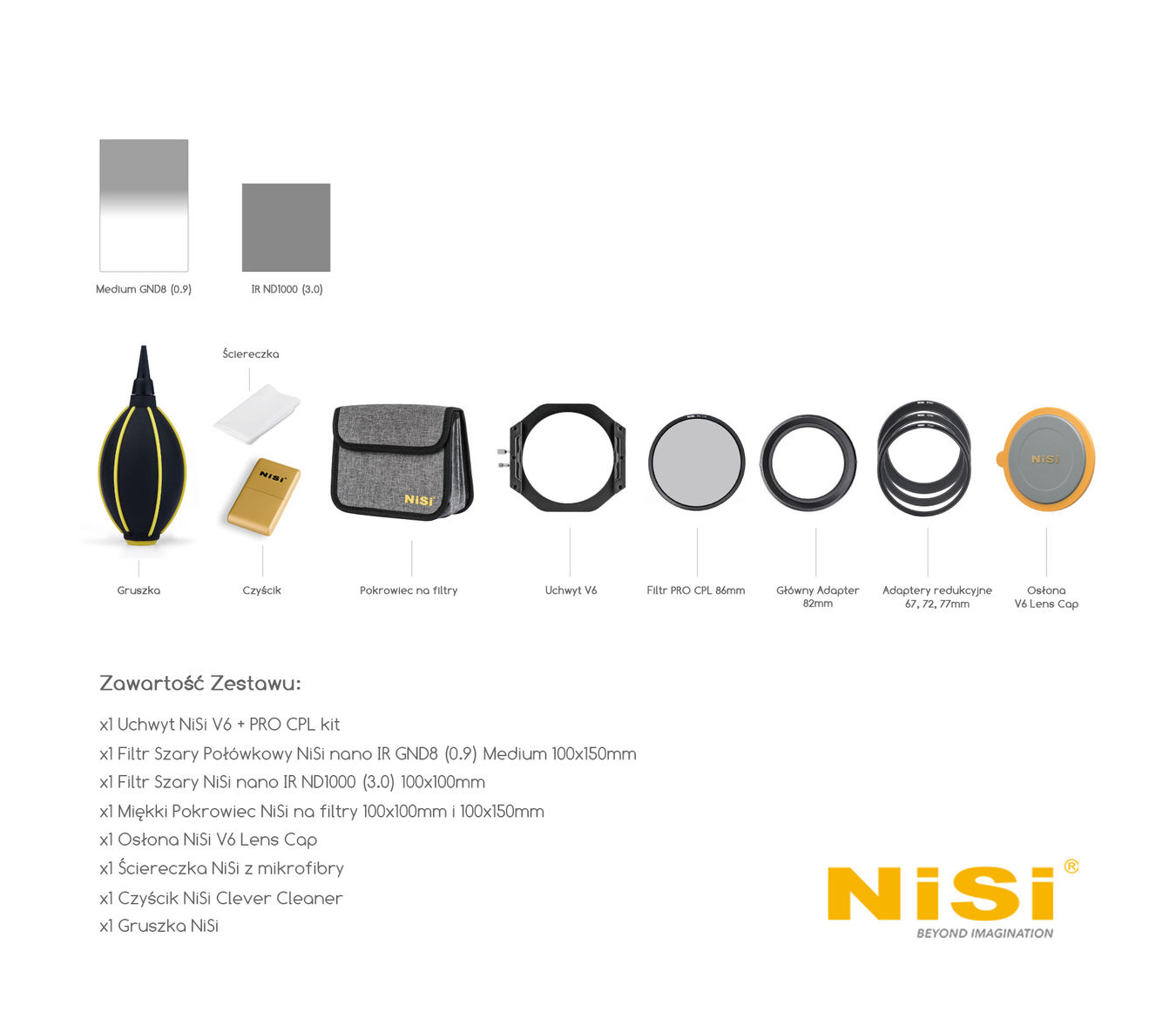 Filtry szare Nisi zestaw STARTER Kit Generacja III/system 100mm