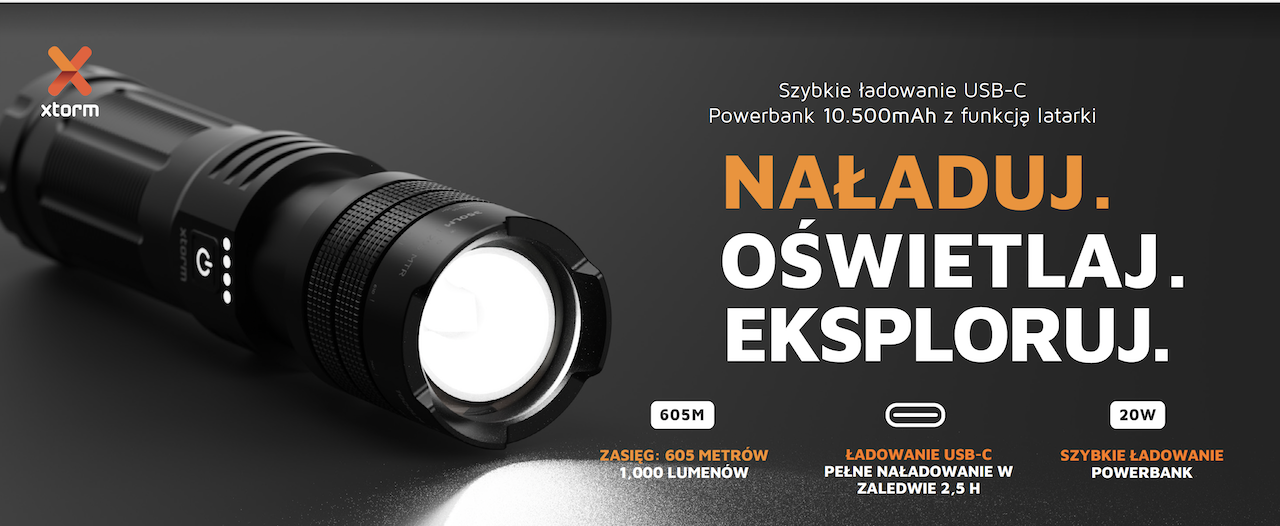 Powerbank XTORM Flashlight 10.500 mAh 20W czarny/XRF101