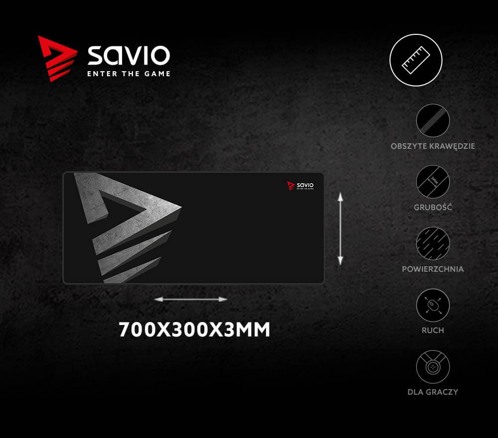 Elmak Podkładka pod mysz gaming SAVIO Precision Control L 700x300x3mm