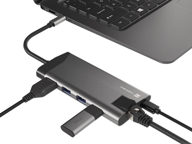 Hub USB Typ-C, USB Typ-A, SD, RJ-45, Micro SD, HDMI