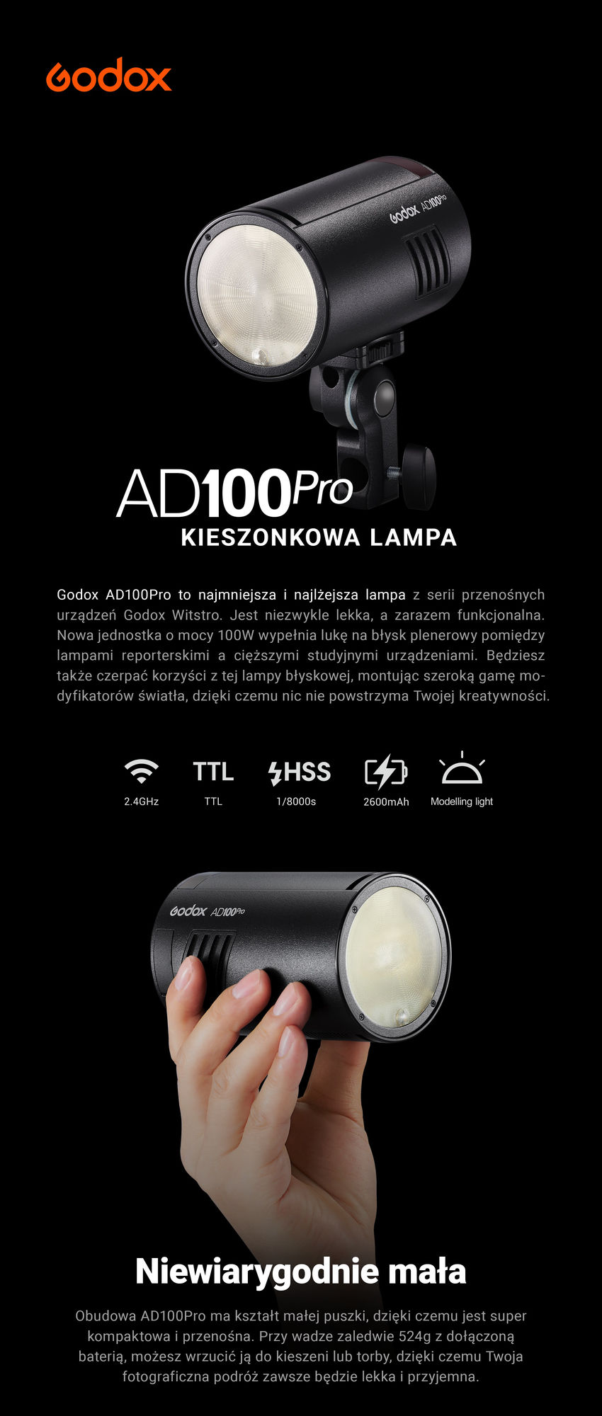 Lampa Godox AD100 Pro TTL
