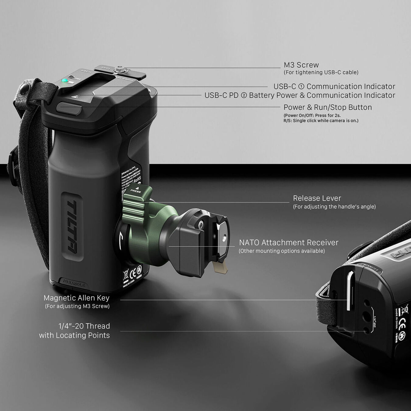 Tilta TA-LSP8-B Left Side PD Handle with Run/Stop Type VIII - Black