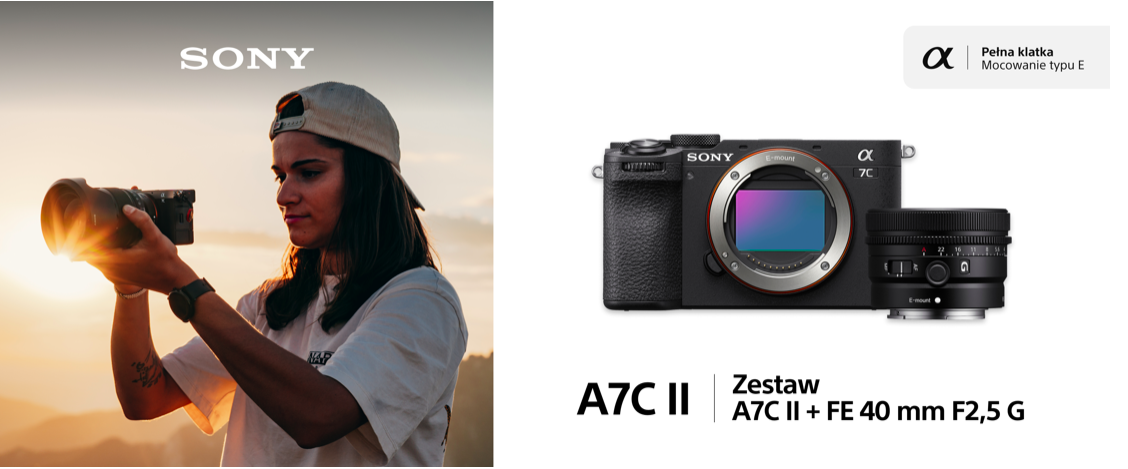 Bezlusterkowiec Sony A7C II (srebrny) + Obiektyw Sony FE 40mm f/2,5 G Lens SEL40F25G