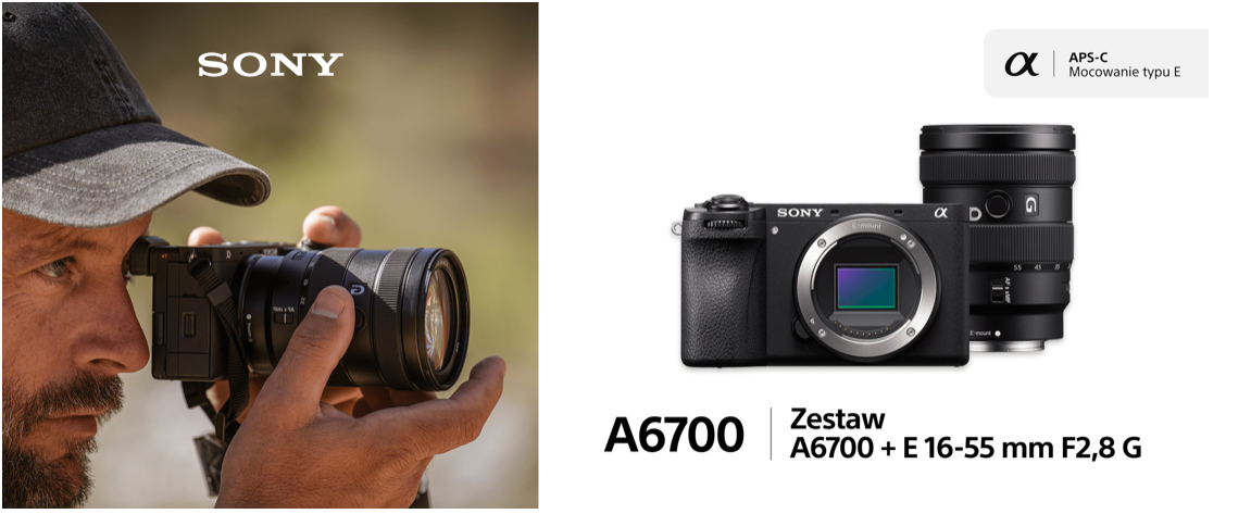 Bezlusterkowiec Sony A6700 + Sony obiektyw E 16-55mm f/2.8 G Lens