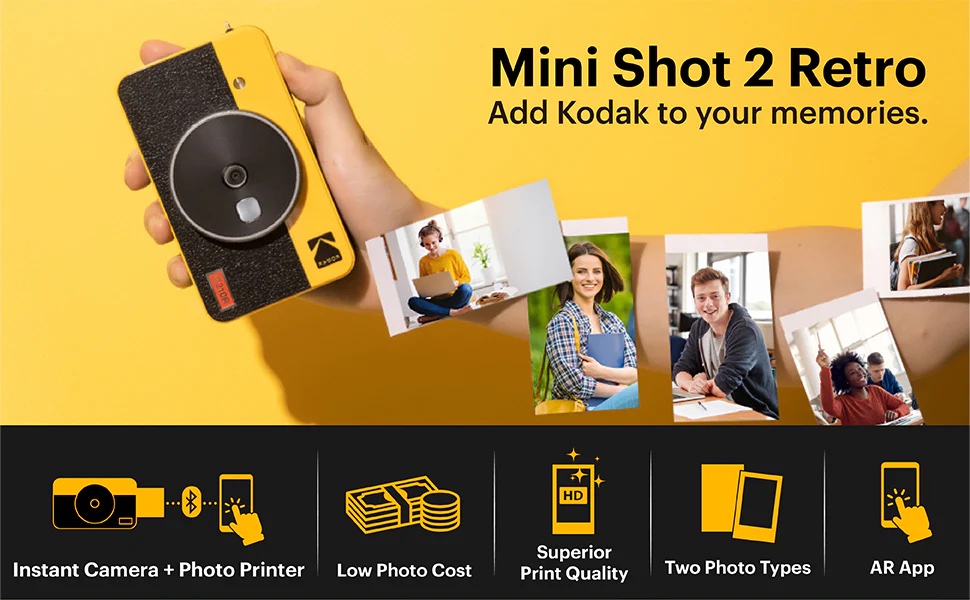 Aparat Kodak Mini Shot 2 Retro Yellow + 2 wkłady (60 zdjęć) + akcesoria