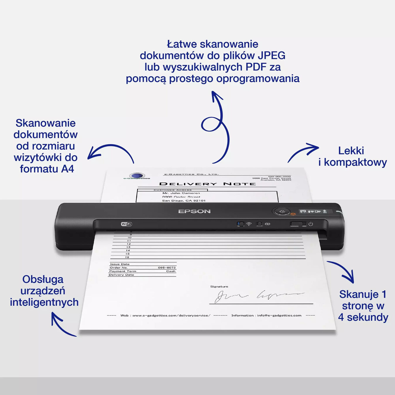 Skaner mobilny Epson WorkForce ES-60W