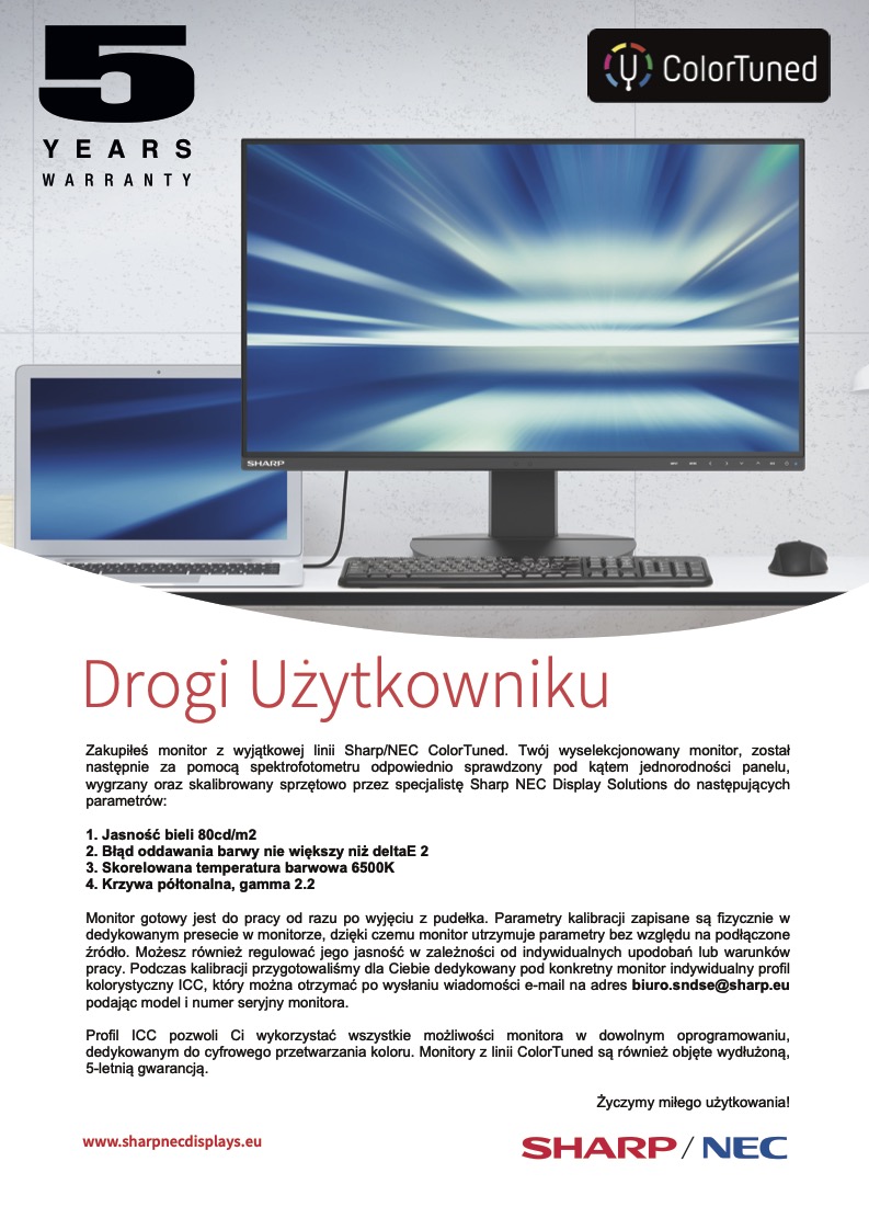 Monitor SHARP MultiSync EA272UB (czarny) ColorTuned (KALIBRACJA+5 LAT GWARANCJI) [Autoryzowany Sprzedawca]