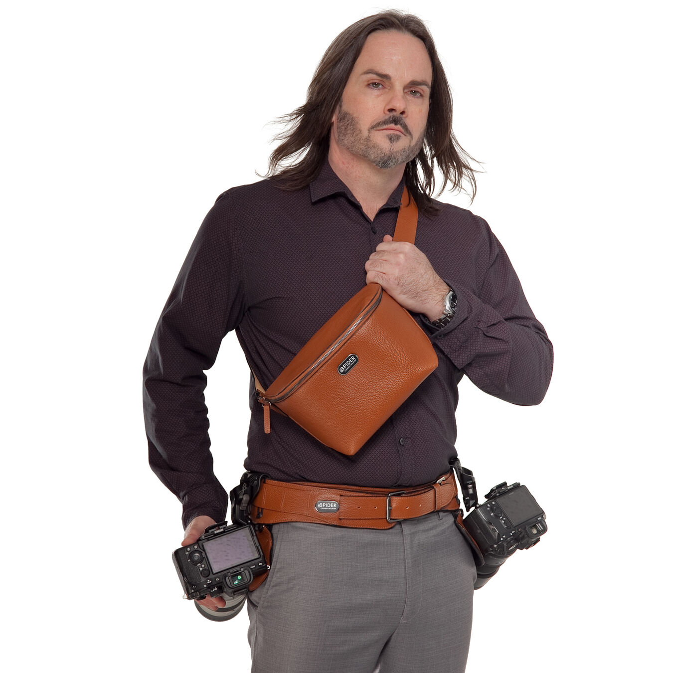 Torba skórzana SpiderPro Leather Sling Pouch (BROWN)