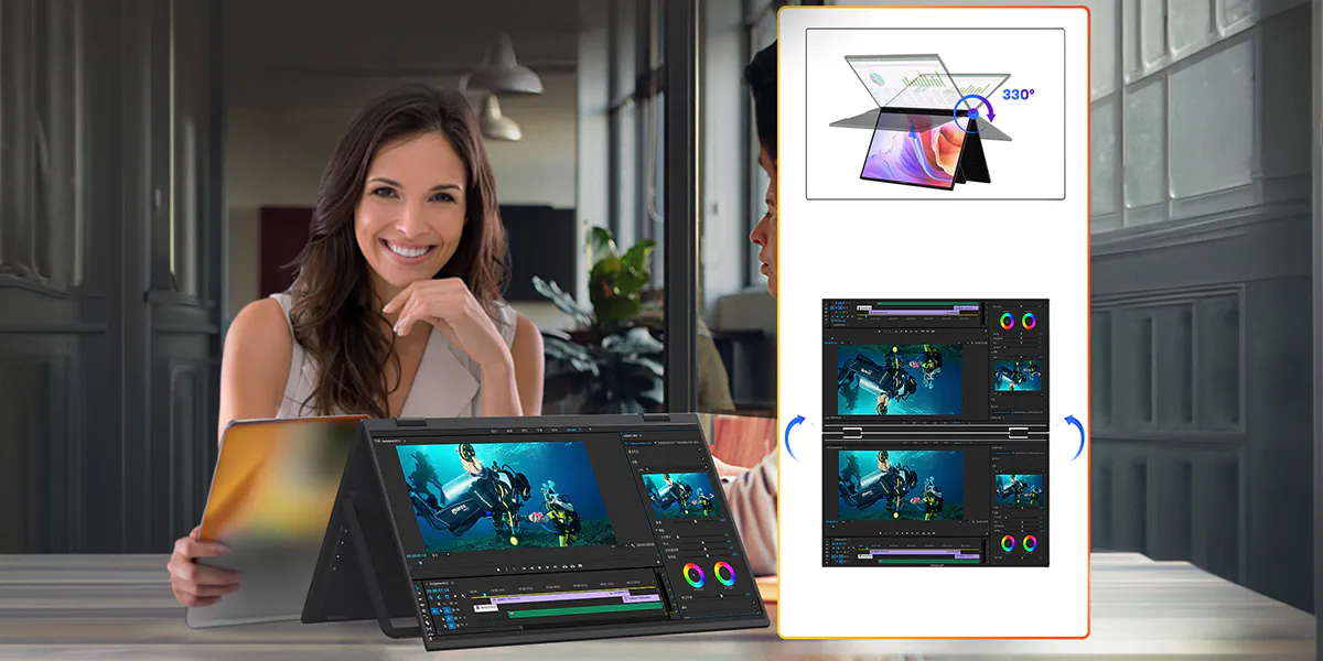 Przenośny monitor ZEUSLAP Z15W (podwójny / góra-dół)
