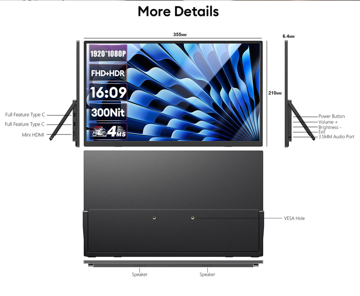 Przenośny monitor ZEUSLAP ZP156 15,6"