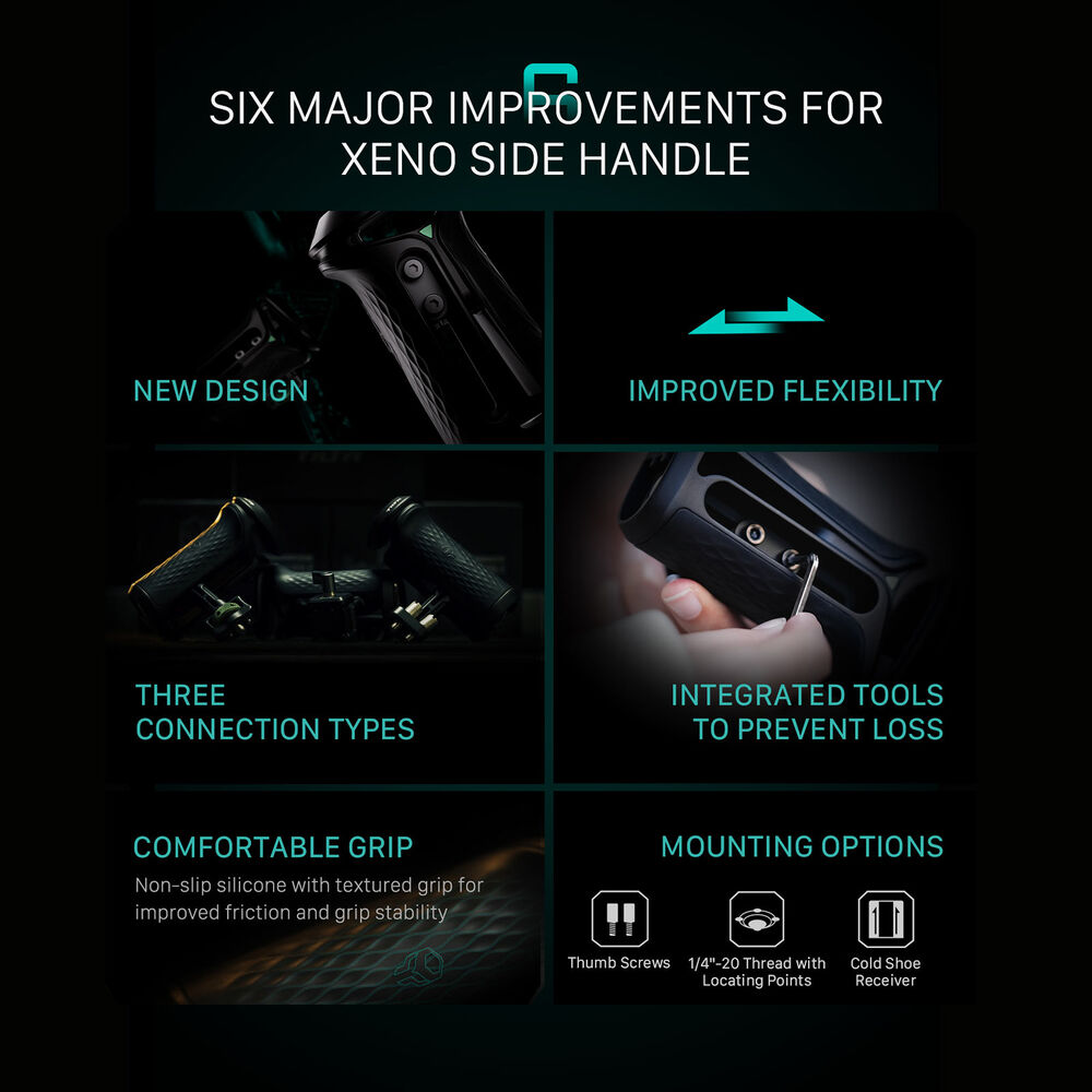 Tilta TA-XSH1-B Xeno Side Handle (1/4"-20 with Locating Pins) - Black