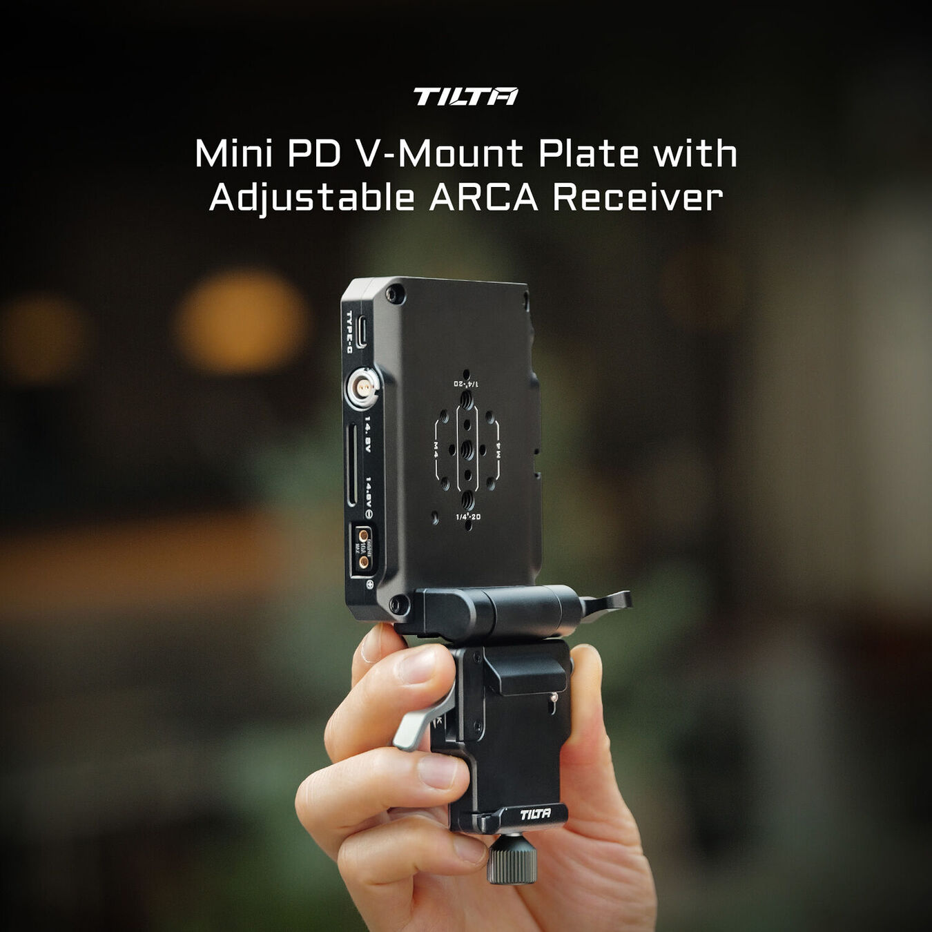 Tilta TA-BTP4K-V-B Mini PD V Mount Battery Plate with Adjustable ARCA Receiver Kit – Black