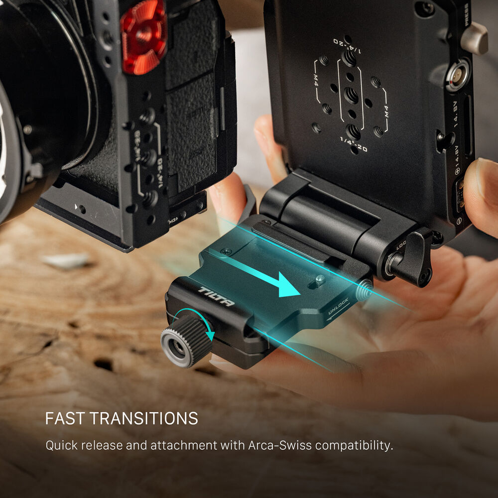 Tilta TA-BTP4K-V-B Mini PD V Mount Battery Plate with Adjustable ARCA Receiver Kit – Black