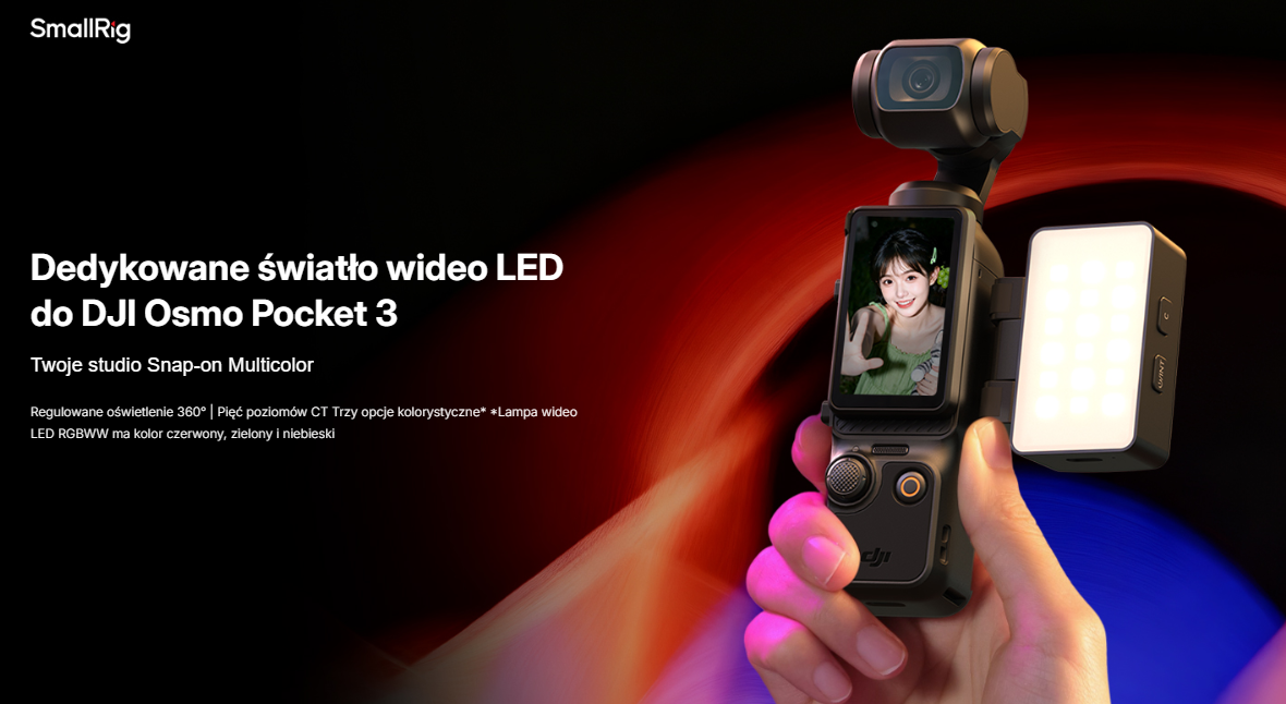 Lampa LED Bi-Color SmallRig 5733 - dedykowana lampa do DJI Osmo Pocket 3 (2700-6500K, 360°)