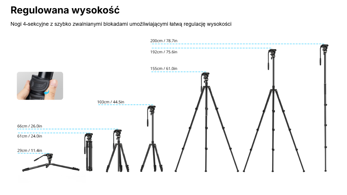 Statyw Smallrig 4475 Video Kit z funkcją monopodu CT-210