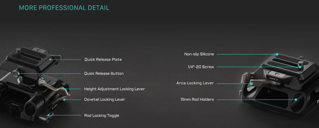 Tilta TA-HABP-B Arca Height Adjustable 15mm LWS Baseplate - Black