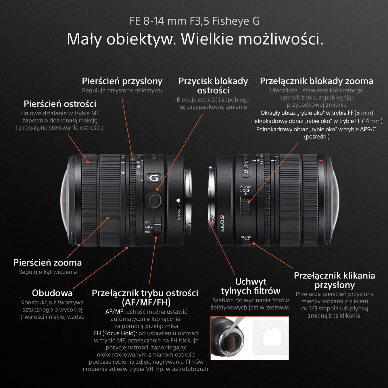 Obiektyw Sony FE 8-14mm f/3,5 G fisheye (SEL814G)
