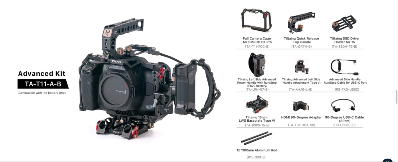 Tilta Advanced Kit (TA-T11-A-B) - klatka wraz z akcesoriami do Blackmagic Design Pocket Cinema Camera 6K Pro (Black)