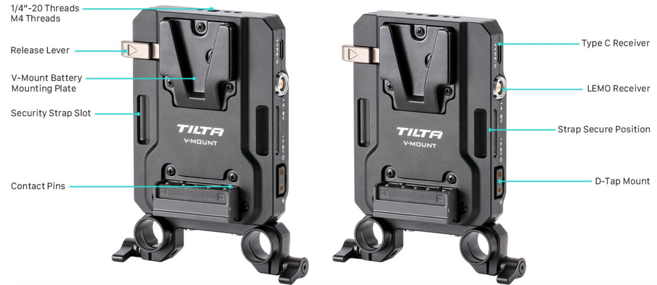 Tilta TA-BTP4-V-B Tilta Mini PD V Mount Battery Plate – Black