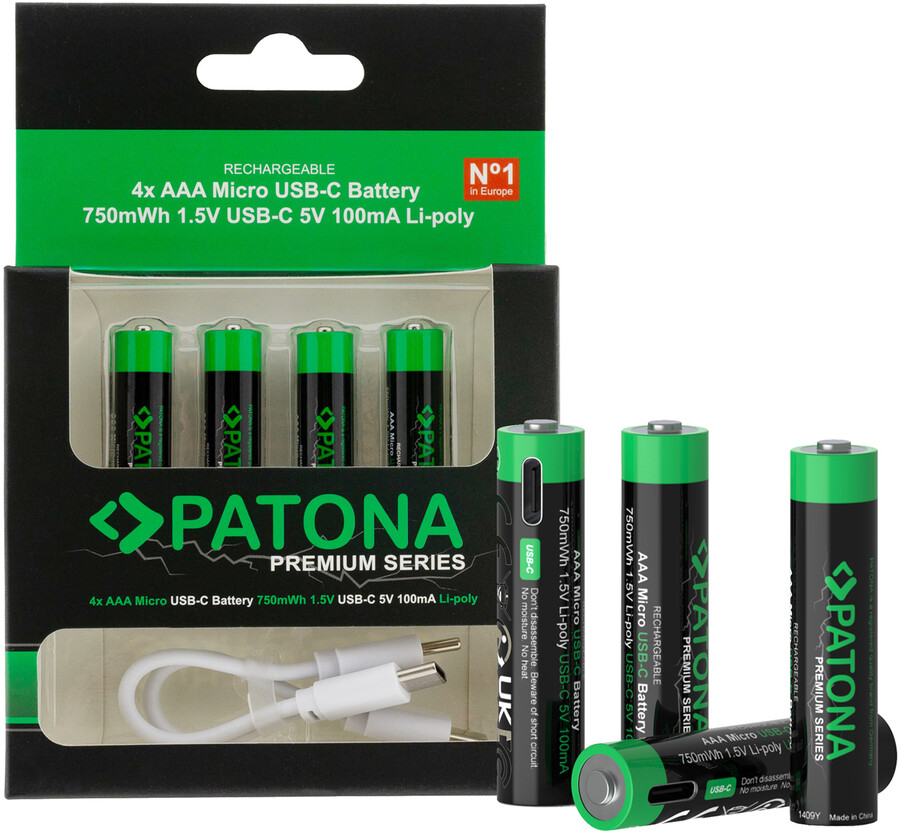 Akumulator Patona AAA USB-C 750mWh/4 szt  - oferta EXPO2025 - cena zawiera rabat 25%