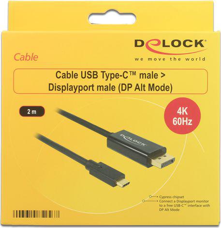 Kabel Delock USB-C > DisplayPort (1.2) 4K 60Hz czarny 2m