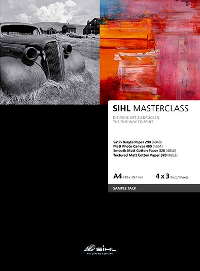 Próbki papierów SIHL MASTERCLASS Sample Pack A4/12 BLACK&WHITE, CREATIVE ART (4848, 4851 4852, 4853)*