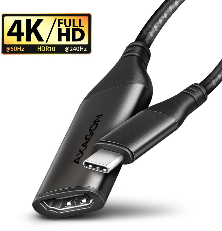 Axagon RVC-HI2M Adapter USB-C -> HDMI 2.0 4K/60Hz Aluminium, 25cm kabel