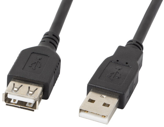 Lanberg Przedłużacz USB 2.0 USB-AM USB-AF 5M czarny (CA-USBE-10CC-0050-BK)