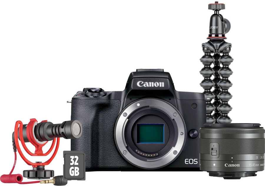 Bezlusterkowiec Canon EOS M50 Mark II + 15-45mm f/3.5-6.3 IS STM Premium Vlogger Kit (czarny)
