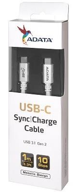 Kabel Adata USB-C na USB-C (3.1) srebrny 1m