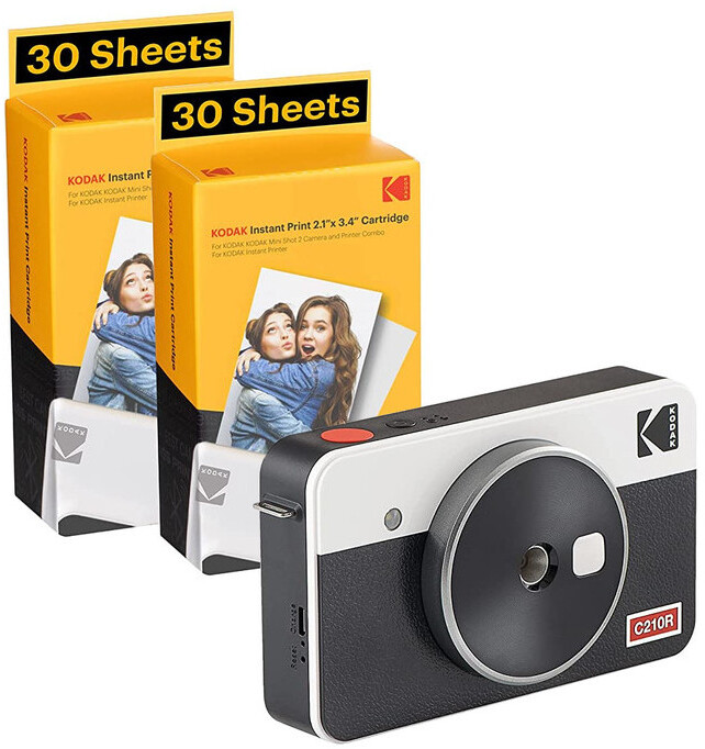 Aparat Kodak Mini Shot 2 Retro White + 2 wkłady (60 zdjęć) - wyprzedaż