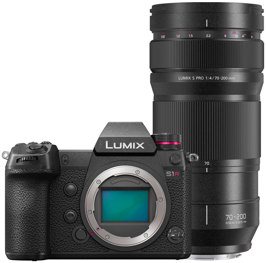 Bezlusterkowiec Panasonic Lumix S1R + Lumix S Pro 70-200mm f/4 O.I.S. na aparat