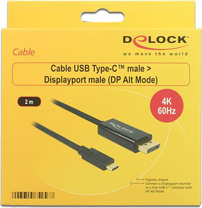Kabel Delock USB-C > DisplayPort (1.2) 4K 60Hz czarny 2m