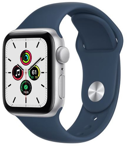 Apple Watch SE GPS + Cellular 40mm koperta z aluminium w kolorze srebrnym z paskiem sportowym w kolorze błękitnej toni