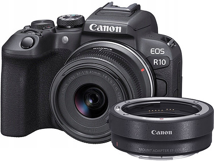 Bezlusterkowiec Canon EOS R10 + RF-S 18-45mm f/4.5-6.3 IS STM + Adapter Canon EF-EOS R + Karta Samsung 64GB PRO | promocja Black Friday!