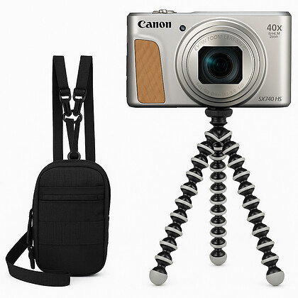 Aparat Canon PowerShot SX740 HS Lite Edition Travel Kit (srebrny)