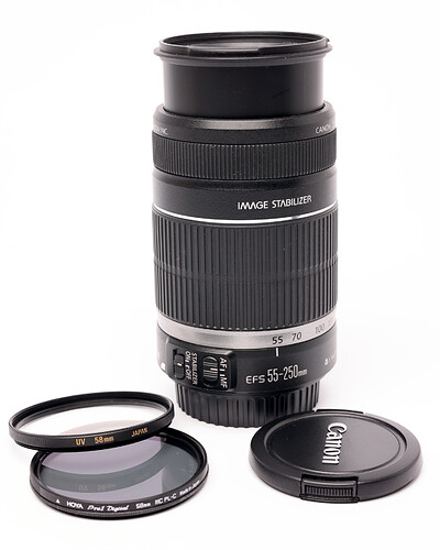 Obiektyw Canon EF-S 55-250mm f/4-5.6 IS STM + filtr UV + filtr polcir sn46321321 - Komis