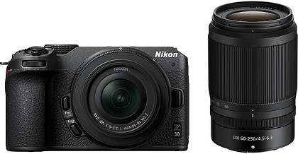 Bezlusterkowiec Nikon Z30 + Nikkor Z 16-50mm f/3.5-6.3 VR DX + 50-250mm f/4.5-6.3 DX VR - rabat 720 zł