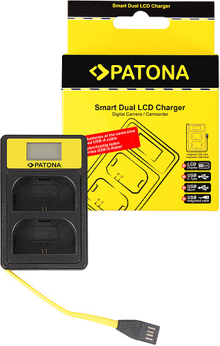 Ładowarka podwójna Patona Dual LCD USB do akumulatorów Canon LP-E6